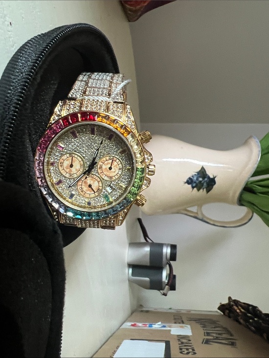 Velluto Jewelry Other - Gold-Tone Rainbow Crystal Unisex Chronograph Watch
Iced Spectrum Quartz Movemen